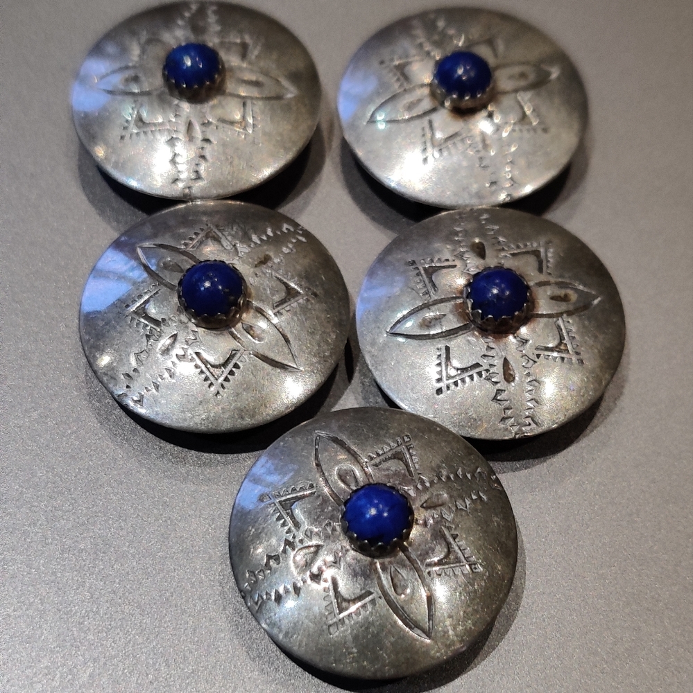 Vintage D/L Daniel Garcia Navajo Sterling Silver Button Covers - Picture 3 of 14